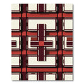 Deep Red Cream Plaid Grid Rug