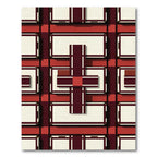 Deep Red Cream Plaid Grid Rug