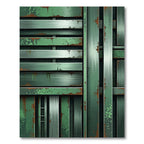 Green Rusty Metal Texture Stripes Rug