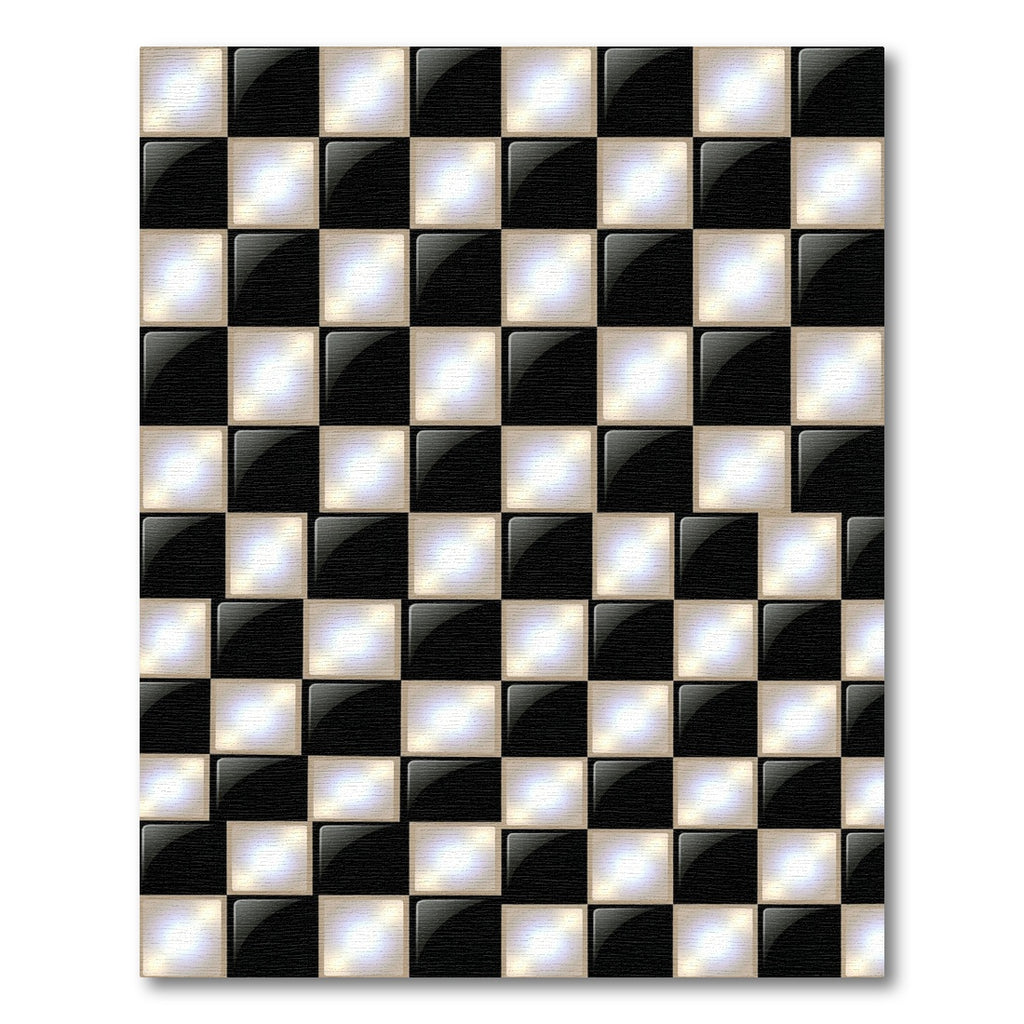 Luminous Black and White Geometric Checkered Rug
