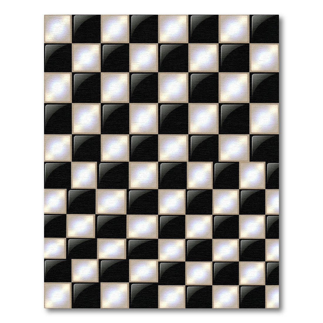 Luminous Black and White Geometric Checkered Rug