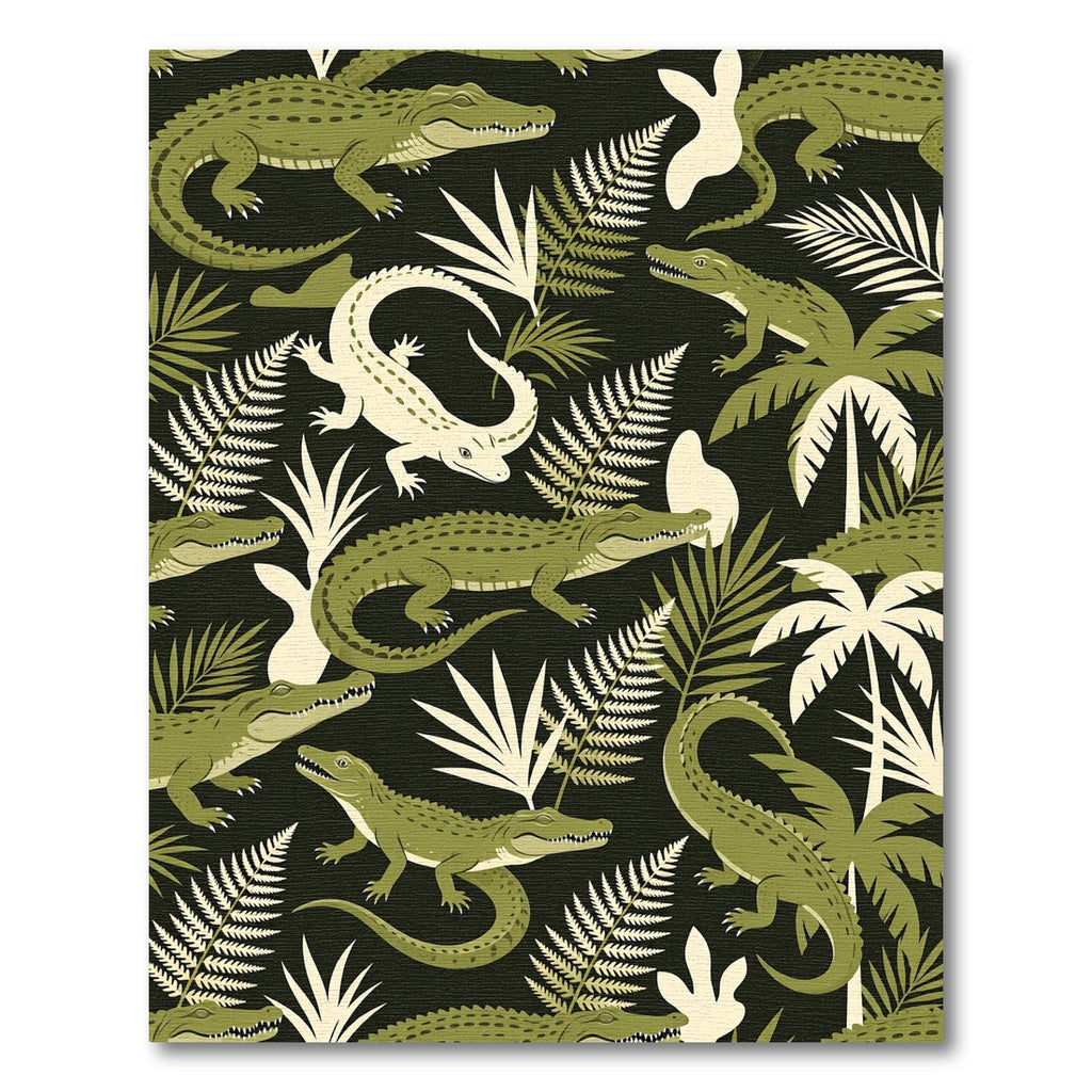Lush Green Tropical Crocodile Foliage Rug