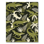 Lush Green Tropical Crocodile Foliage Rug