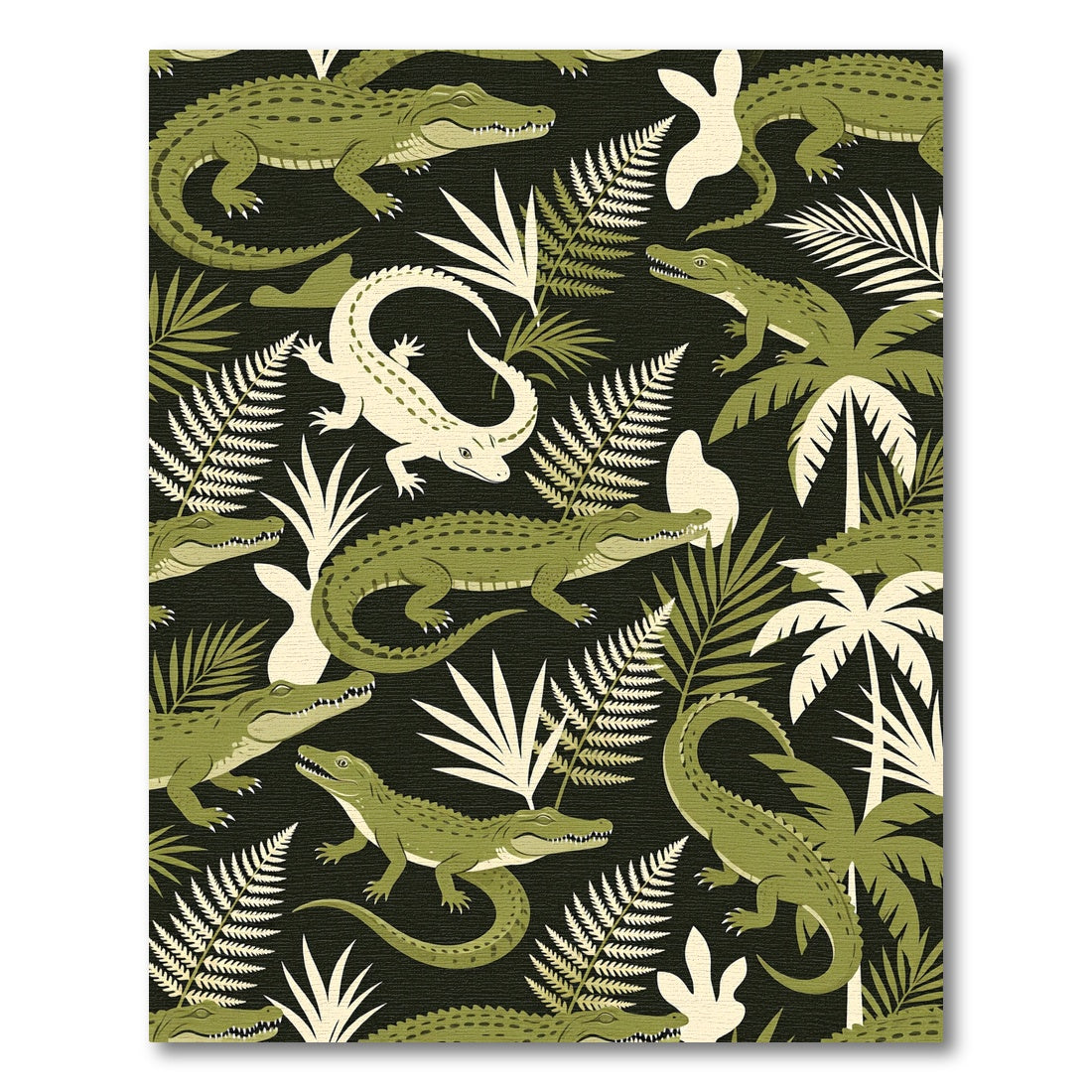 Lush Green Tropical Crocodile Foliage Rug