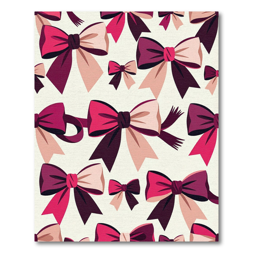 Chic Burgundy and Pink Ribbon Bows Rug