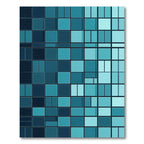 Modern Teal Geometric Block Rug