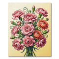 Soft Pink Carnation Botanical Bouquet Rug