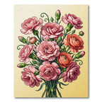 Soft Pink Carnation Botanical Bouquet Rug