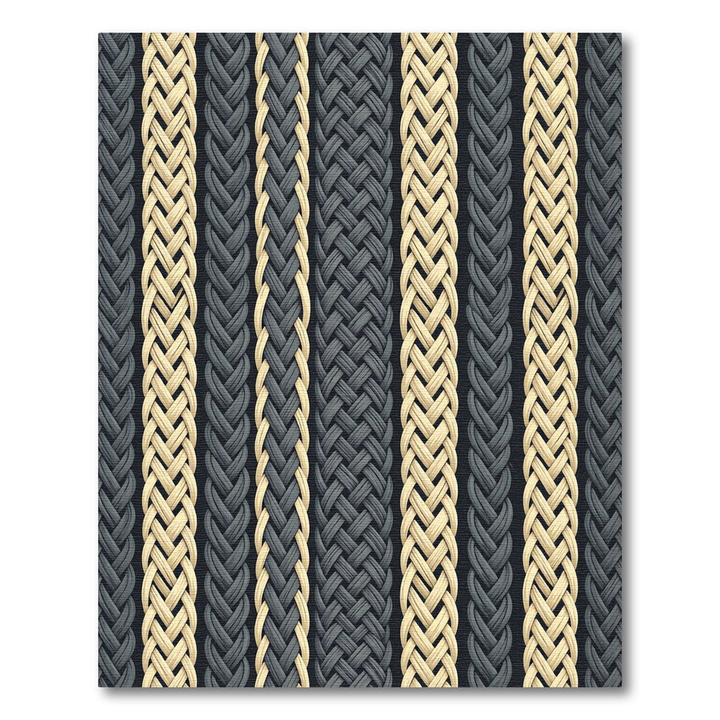 Cream and Charcoal Braided Stripe Rug