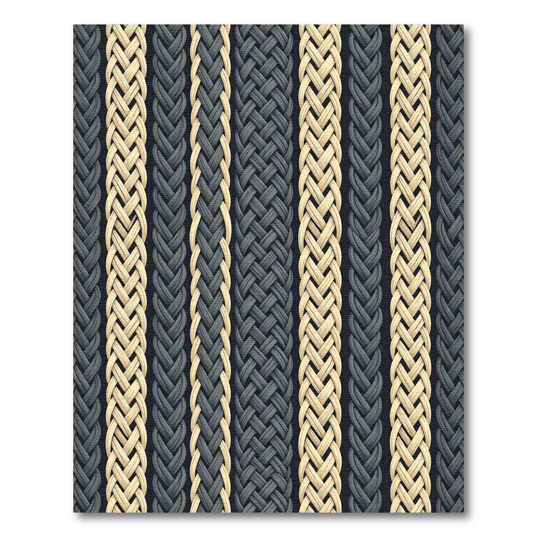 Cream and Charcoal Braided Stripe Rug