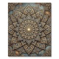 Gilded Slate Floral Mandala Medallion Rug