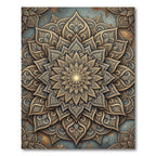 Gilded Slate Floral Mandala Medallion Rug