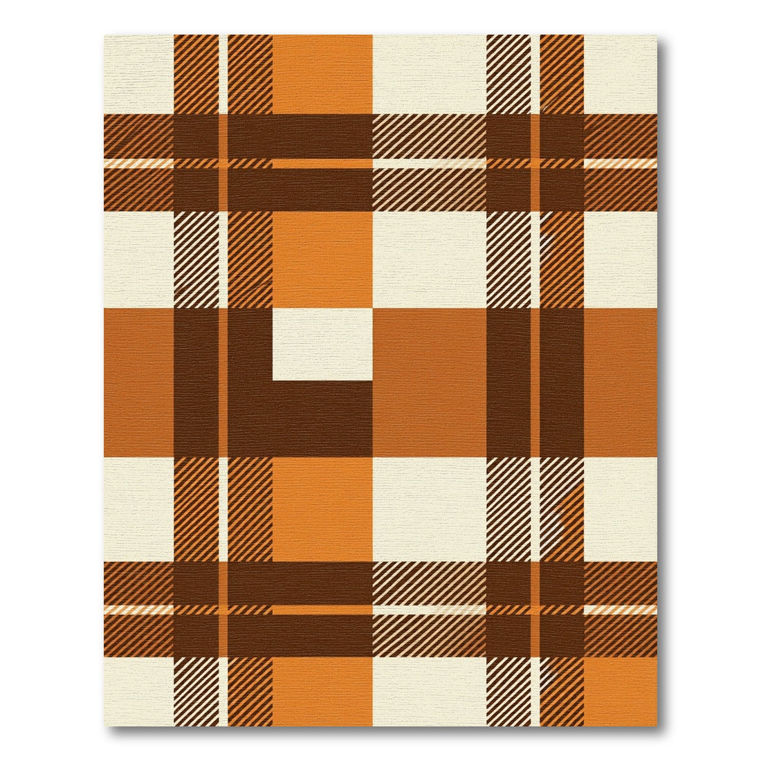 Autumn Plaid Orange Brown Cream Rug