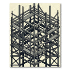 Industrial Monochrome Geometric Scaffold Grid Rug