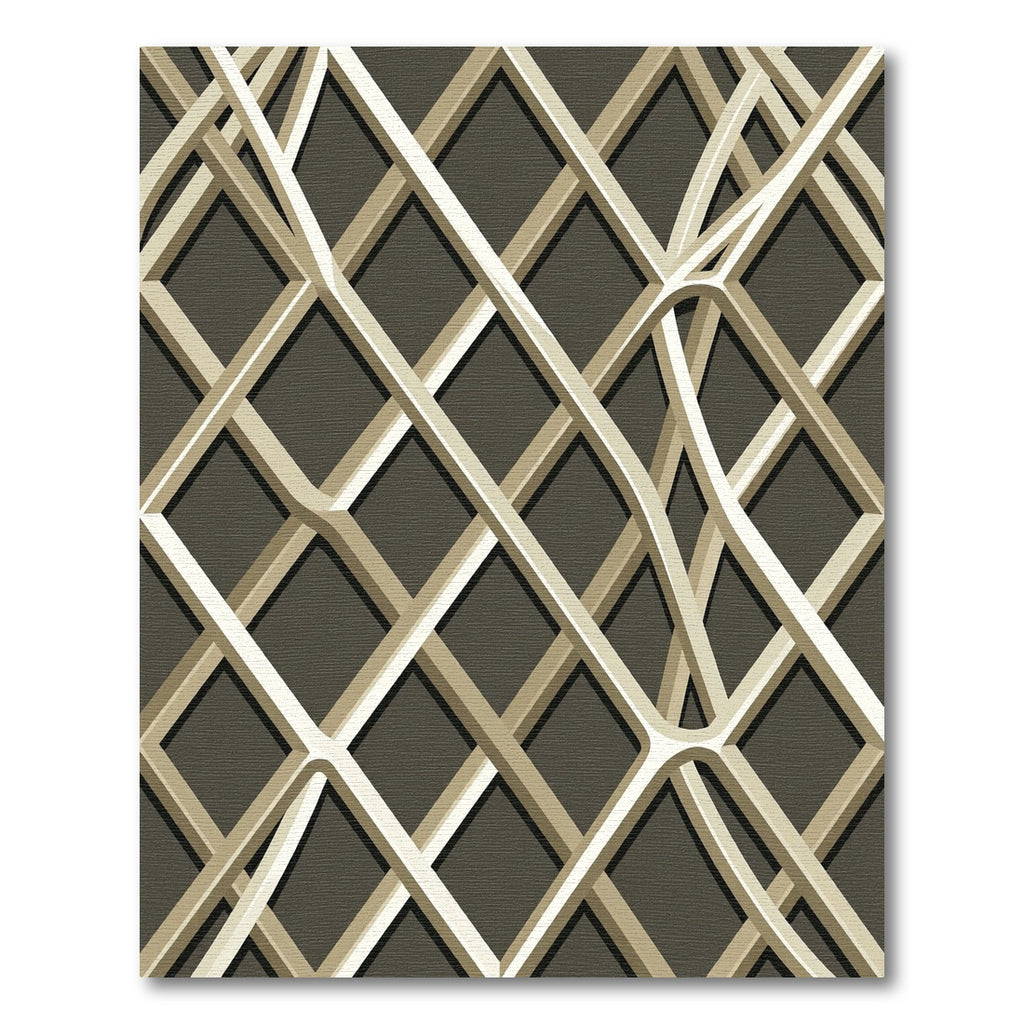 Modern Neutral Interwoven Lattice Grid Rug