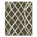 Modern Neutral Interwoven Lattice Grid Rug