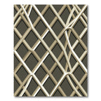 Modern Neutral Interwoven Lattice Grid Rug