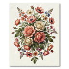 Elegant Soft Pink Garden Floral Bouquet Rug