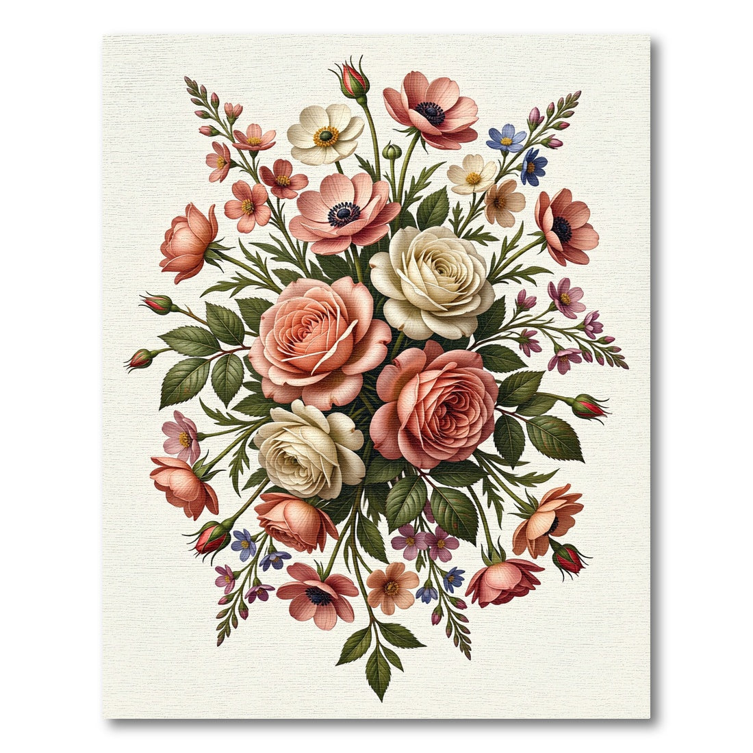 Elegant Soft Pink Garden Floral Bouquet Rug