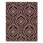 Crimson Floral Arabesque Damask Rug