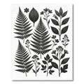 Monochrome Botanical Fern and Wildflower Illustration Rug