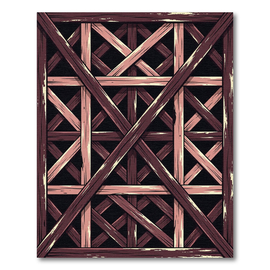 Geometric Symmetrical Wooden Lattice Art Rug