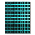 Cyan Geometric Grid Contemporary Rug
