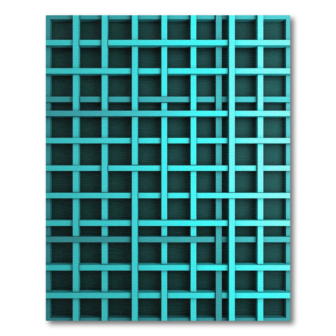 Cyan Geometric Grid Contemporary Rug