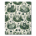 Green Cats Among Grass Dandelion Clovers Rug