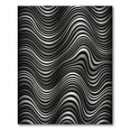 Silver Black Wavy Stripe Illusion Rug