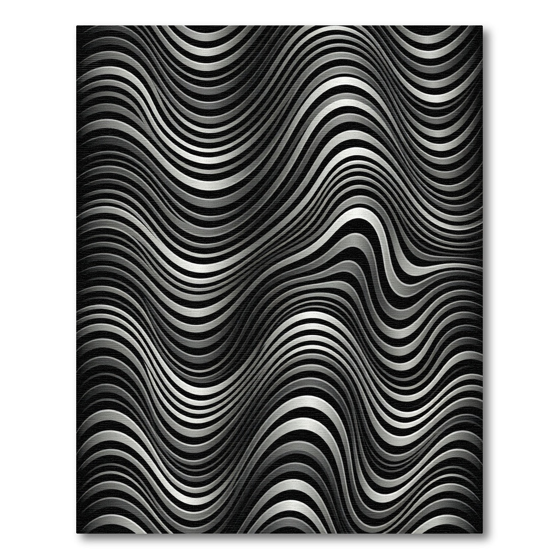 Silver Black Wavy Stripe Illusion Rug