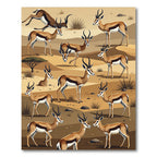 Earthy Savannah Gazelle Herd Illustration Rug