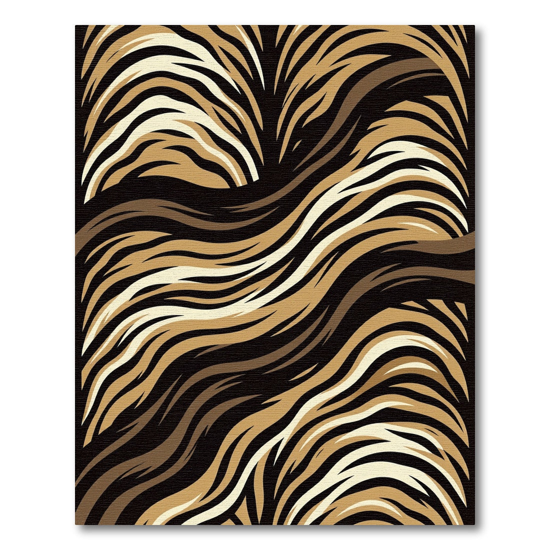 Organic Wavy Ochre and Onyx Zebra Rug