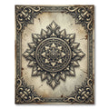 Ornate Baroque Gold Cream Floral Medallion Rug