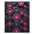 Neon Pink and Charcoal Geometric Hexagon Rug