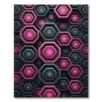 Neon Pink and Charcoal Geometric Hexagon Rug
