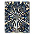Art Deco Navy and Gold Fan Rug