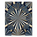 Art Deco Navy and Gold Fan Rug