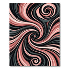 Modern Dusty Rose Black Swirl Abstract Rug