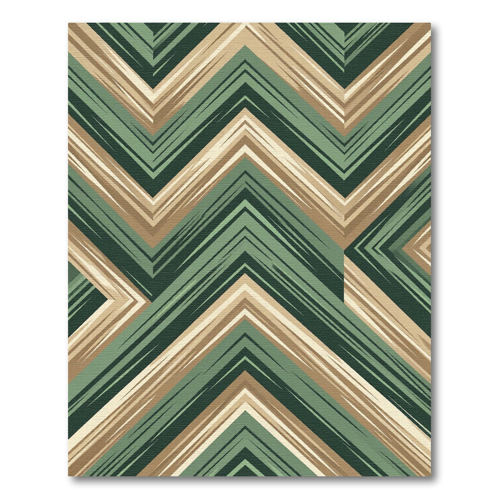 Earthy Green Chevron Zigzag Stripe Rug