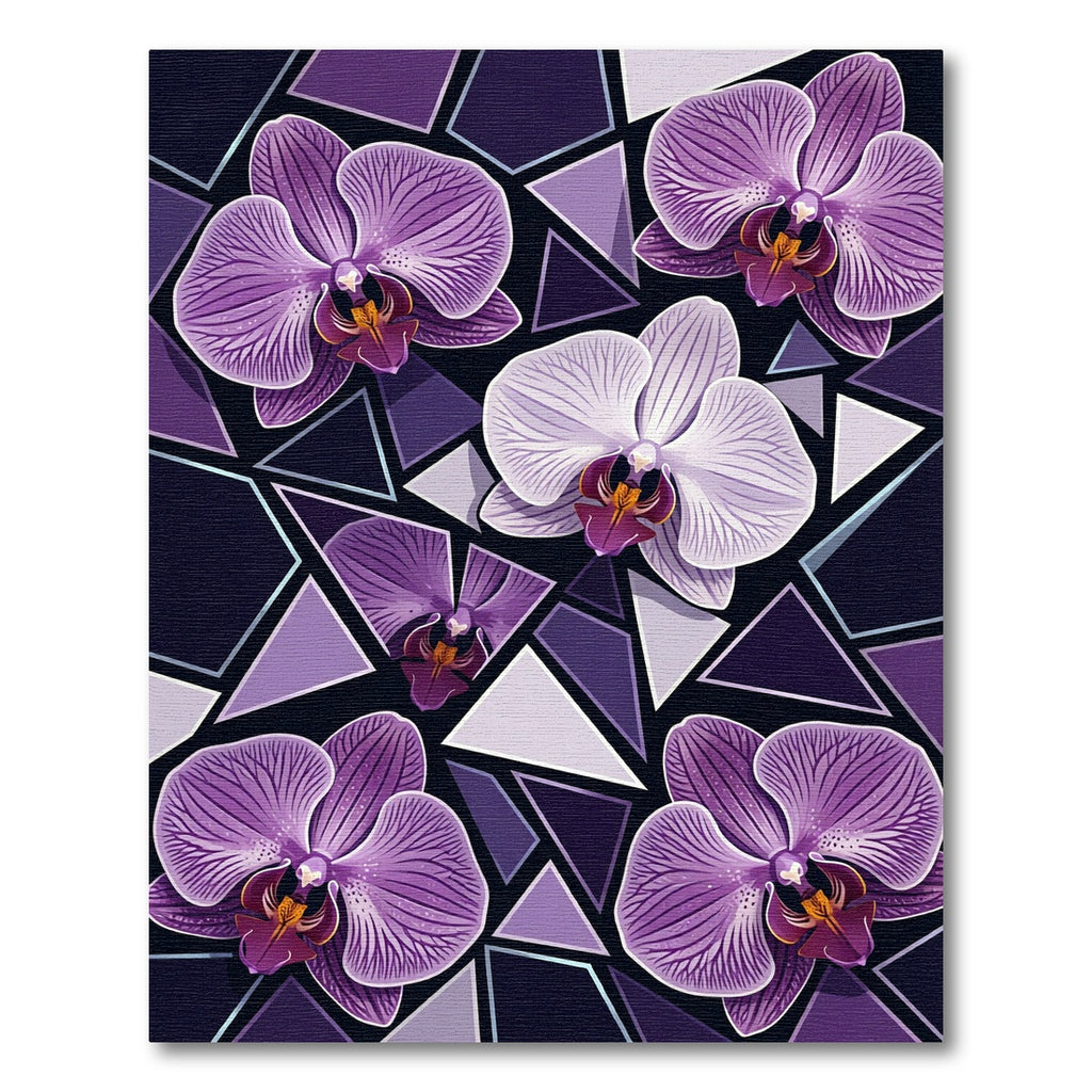 Geometric Purple Orchid Blossom Rug