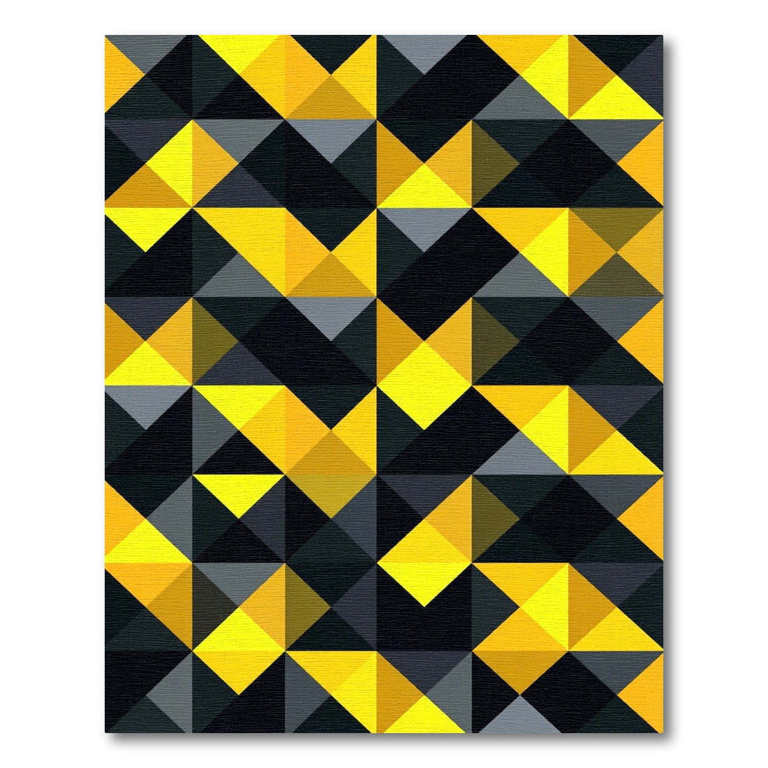 Bold Yellow and Black Geometric Triangle Rug