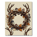 Rustic Antler Wreath with Autumn Foliage Rug