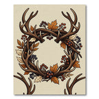 Rustic Antler Wreath with Autumn Foliage Rug