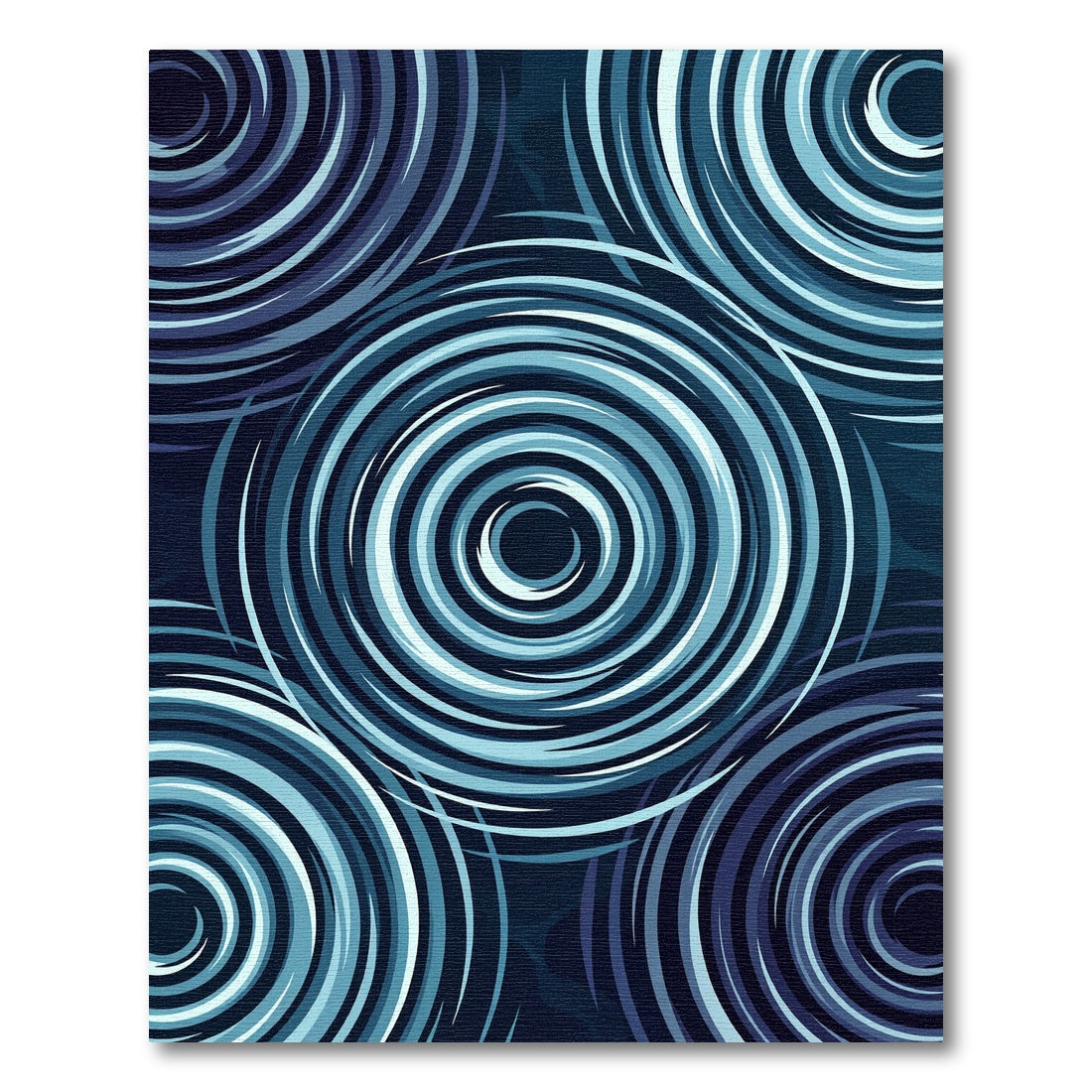 Deep Blue Swirl Concentric Circles Rug