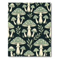Sage Forest Mushroom Botanical Illustration Rug