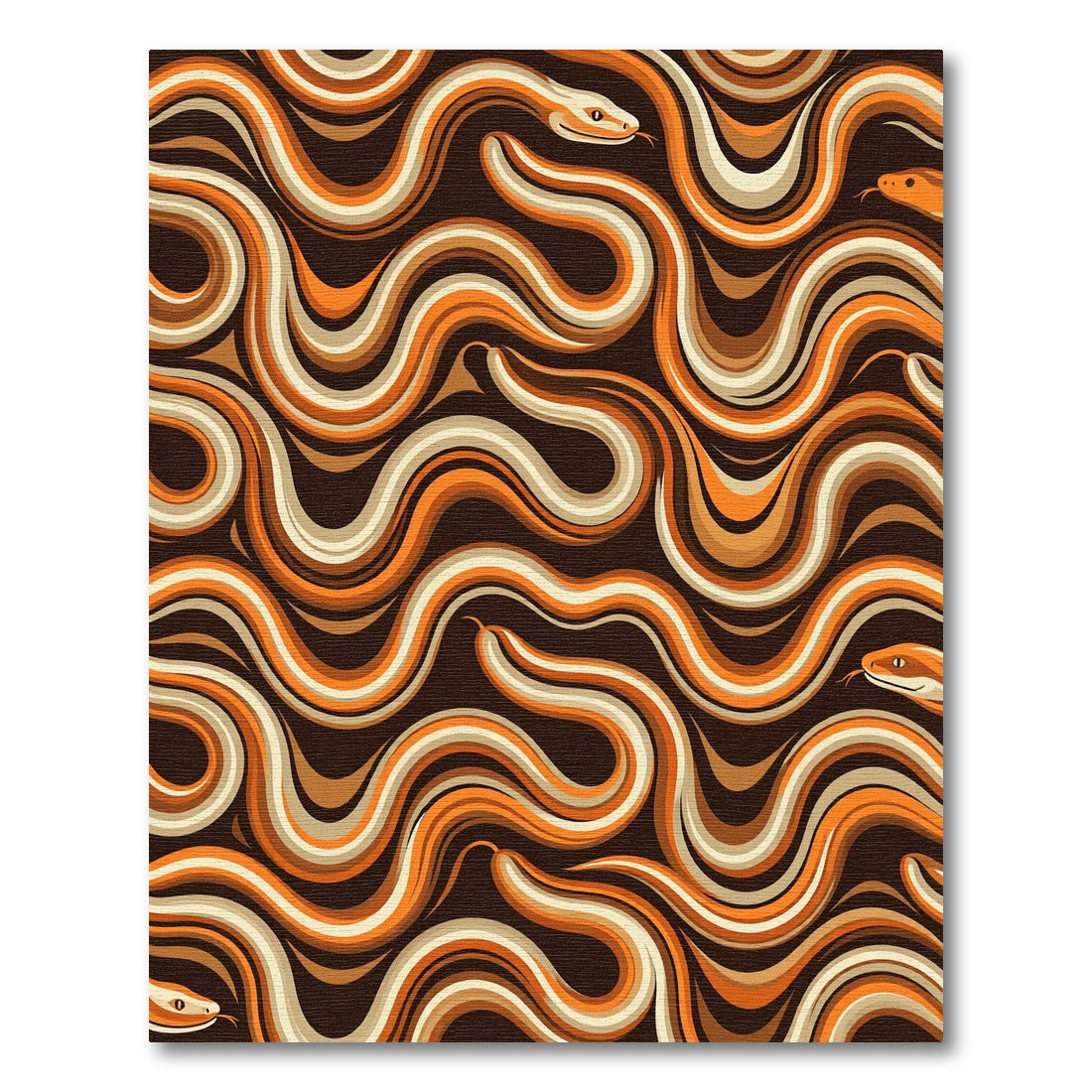 Retro Serpent Swirls Wavy Earthy Tones Rug
