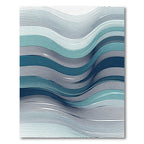 Deep Blue Teal Wavy Stripe Rug