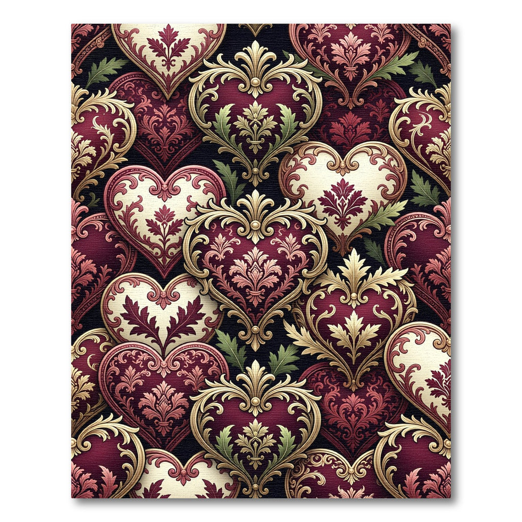 Regal Crimson Heart Embellished Garden Rug