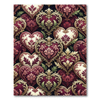 Regal Crimson Heart Embellished Garden Rug